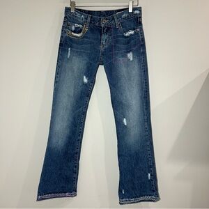 Y2K Chip & Pepper Low Rise Threaded Jeans